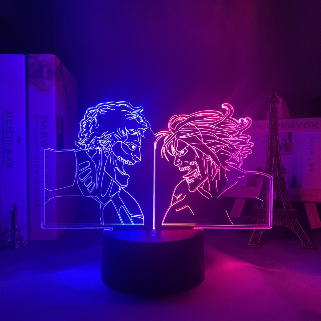 Led Anime Light Attack on Titan for Bedroom Decoration Kawaii Room Decor Dual Color Light Gift 1 - Anime Lamps Shop